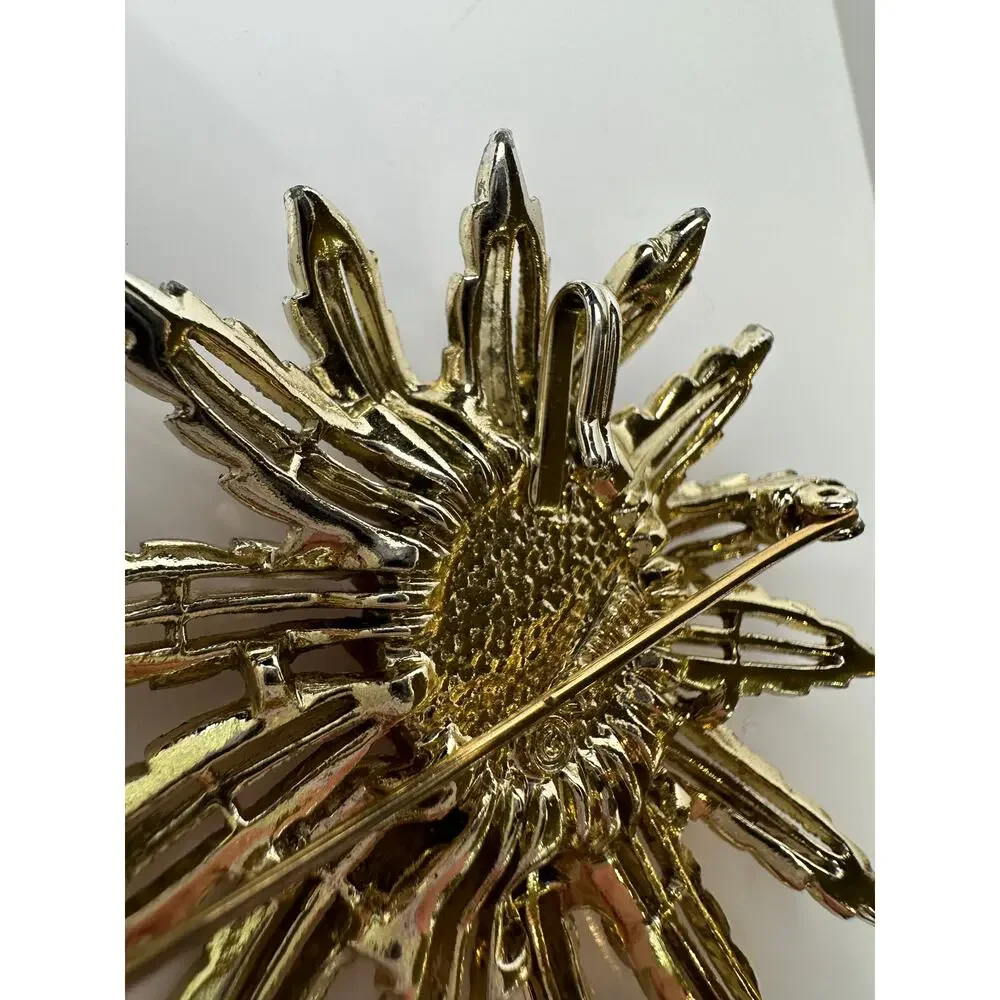 Vintage Sarah Coventry Large Floral Sunflower Brooch Burst 2.5